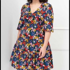 Women's Plus Size Floral Print Flounce Dress by ELOQUII Elements